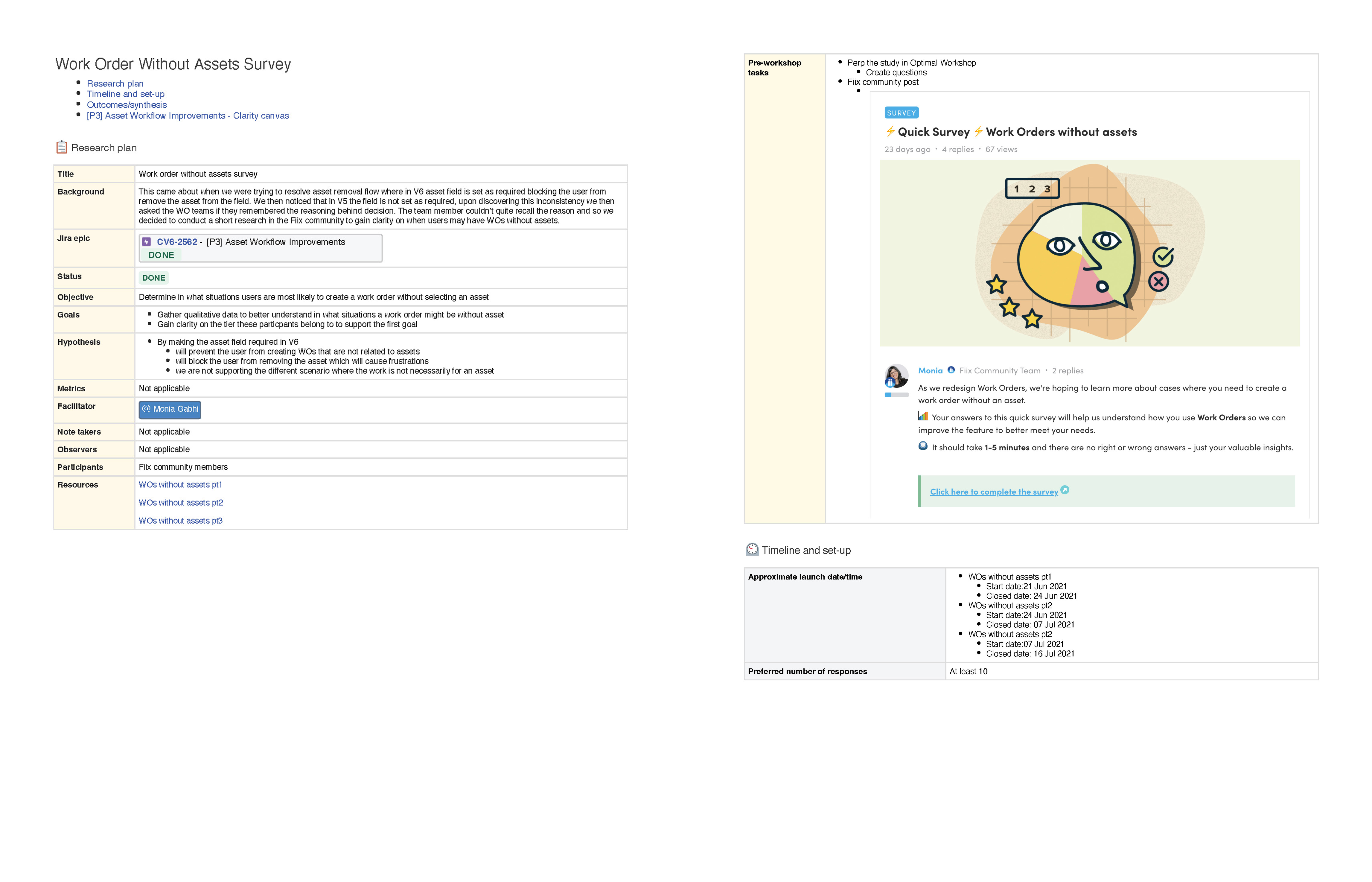 Customer survey set-up