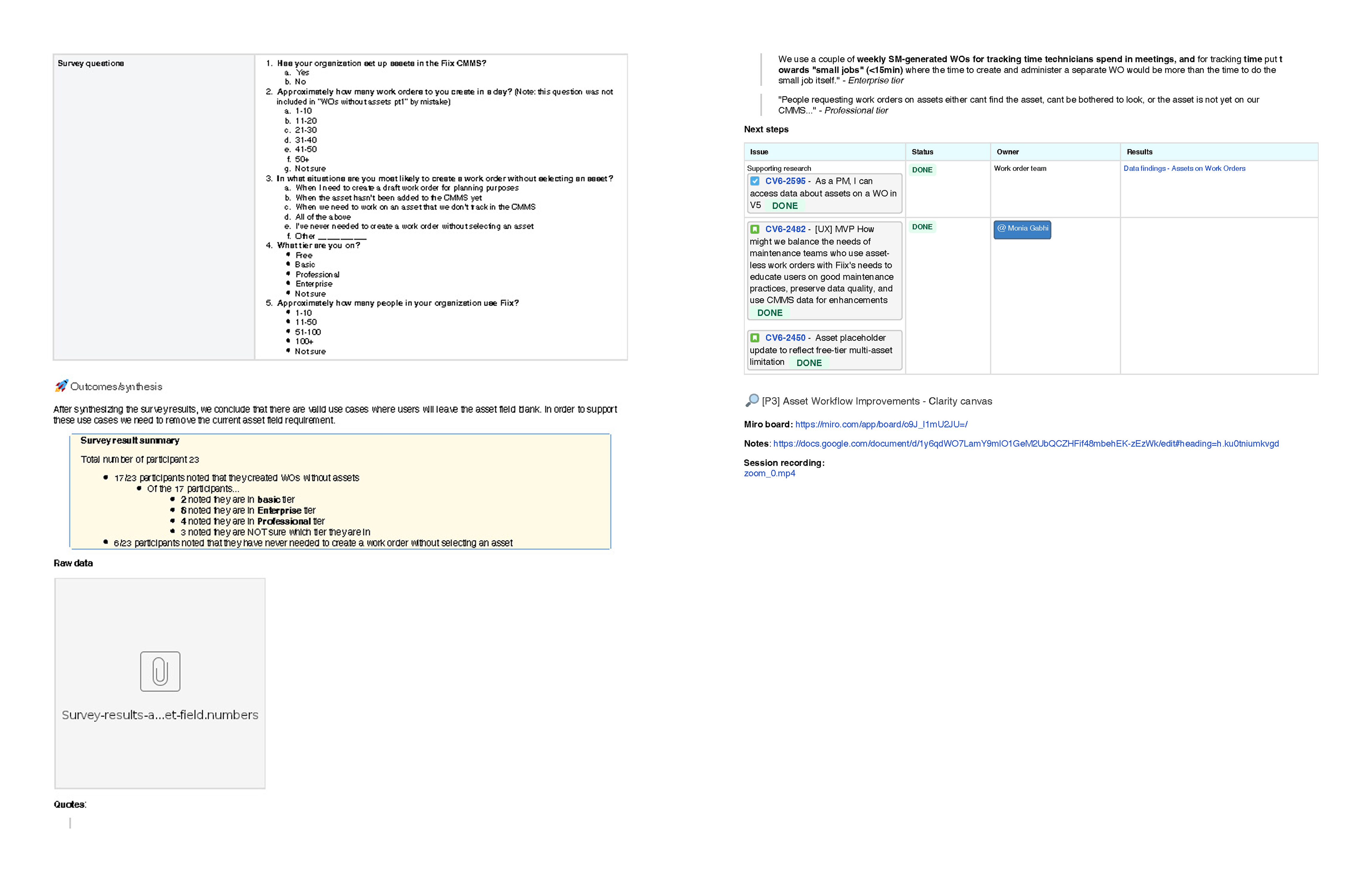 Customer survey set-up